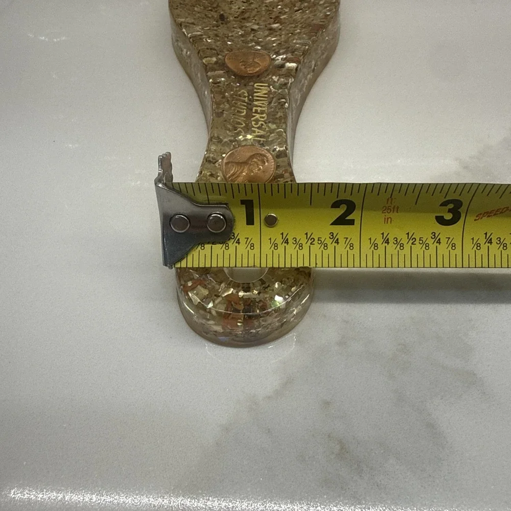 Vintage Universal Studios Confetti Lucite Acrylic Spoon Rest 3x 1974-D Pennies